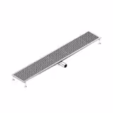 Stainless Steel Floor Channel - AISI 304 - 1850x300mm - low-profile - side outlet - Ø70mm - removable grate