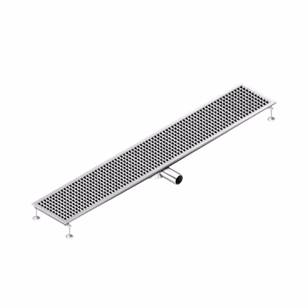 RVS afvoergoot - 1850x300mm - lage inbouwhoogte & zijuitlaat - DN70
