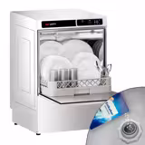 Double-skinned Undercounter Commercial Dishwasher - 500mm Basket - Touch Controls - 3.6kW - with Integrated Water Softener - with Drain, Rinse Aid & Detergent Pumps