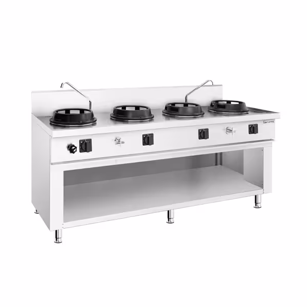 Gas woktafel - 60,0 kW - 4 branders - incl. 2 kranen