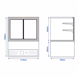 Vitrine à pâtisserie réfrigérée - 470L - 1010mm - Double vitrage - portes coulissantes vitrées arrière - pour pâtisseries - Noir