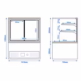 Vitrine à pâtisserie réfrigérée - 470L - 1010mm - Double vitrage - portes coulissantes vitrées arrière - pour pâtisseries - Noir