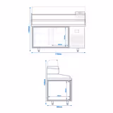 Rashladni pult za pripremu pizze Premium PLUS - 1783x800 mm - Sa 2 vrata - Uklj. rashladna nadograđena vitrina - 7x GN 1/4