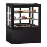 Vitrine à pâtisserie réfrigérée - 470L - 1010mm - Double vitrage - portes coulissantes vitrées arrière - pour pâtisseries - Noir