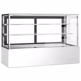 Vitrine à pâtisserie réfrigérée - 725L - 1800mm - Double vitrage - avec 3 étagères en verre - portes coulissantes vitrées arrière