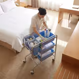 Carrello per pulizie - aperto - con ripiani, ganci portascope