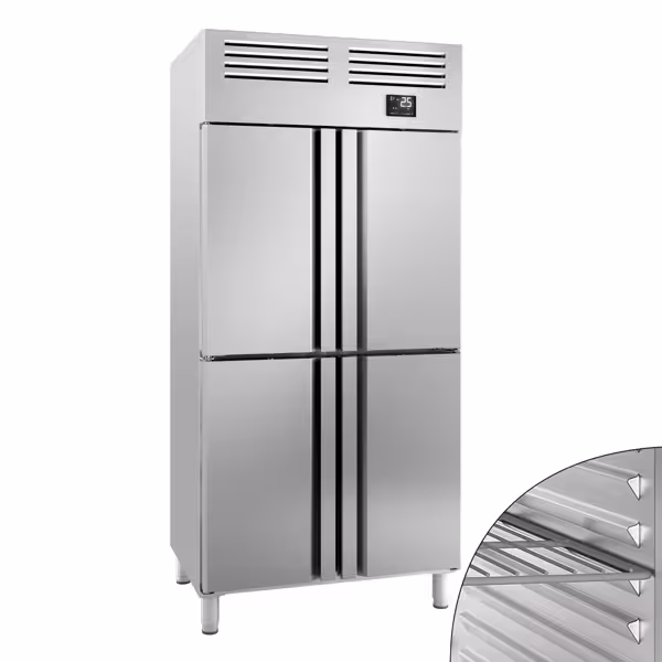 Холодильник  Нержавеющая сталь PREMIUM PLUS - GN 1/1 - 745 Л.- с 4  Полудверями из нержавеющей стали