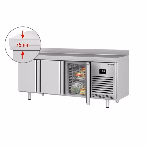 Tavolo refrigerato PREMIUM PLUS - 1960x600mm - Ventilata - 385 L - con 3 porte battenti - Alzatina