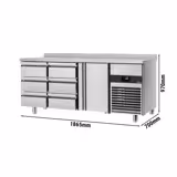 Commercial Counter Fridge PREMIUM - 1865x700mm - with 1 door - 6 drawers - with upstand - capacity 474 litres
