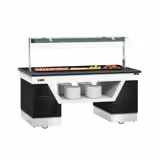 Buffet gekoeld BELFAST - 2000mm - met gekoelde plaat & zwenkwielen - zwart