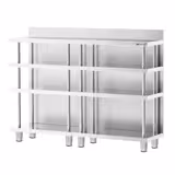 Tavolo in acciaio inox - 1400x400mm - con alzatina 100mm & ripiani 8
