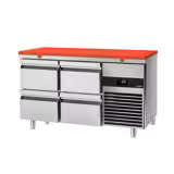 Kühltisch PREMIUM - 1400x700mm - mit 4 Schubladen - inkl. Schneideplatte Rot