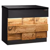 Banco cassa Serie TORONTO & con illuminazione LED esterna - 900x880mm - Frontale in legno legno naturale - Piano di lavoro in granito