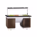 Buffet-tiski DUBLIN - 1600 mm - varustettu: Kylmävitriini - 4 GN GN 1/1 -astiaa - pyörillä - musta