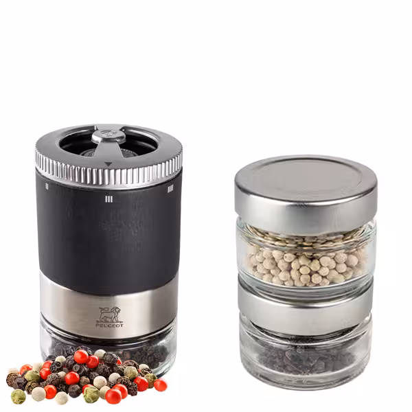 (6 pieces) PEUGEOT | MAESTRO - Pepper Bar - u'Select - Graphite - Height: 110mm - incl. three premium pepper jars