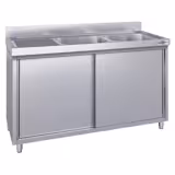 Armário para pia de aço inoxidável ECO - 1,6 m - 2 lavatórios à direita - C 40 x L 40 x P 25 cm