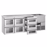 منضدة البار PREMIUM - 2500x700mm - 7 أدراج زجاجية