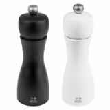 (6 sztuk) PEUGEOT | TAHITI – Młynek do soli i do pieprzu – drewno – czarny / biały matowy – wysokość: 150 mm