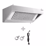 Commercial Wall-Mounted Extraction Canopy - 1200mm - with Baffle Filters & LED Lighting