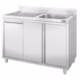 Commercial sink cabinet - 1200 x 600 mm - With waste bin and 1 sink (right)