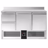 Saladette / Pizzakühltisch PREMIUM - 1,37 x 0,7 m - mit 2 Türen, 2 Schubladen & Aufkantung