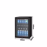 GASTRO-COOL | Minibar buzdolabı - 430 mm - 62 litre - 1 cam kapılı - Siyah