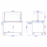 Buffetwagen warm DANZIG - 1300mm - voor 3x GN 1/1 - met dienblad schuif - zwart