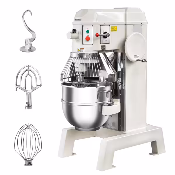 Planetmixer - 60 l - 3 kW - inkl. visp, flatblandare och degkrok - golvmodell