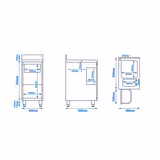Fregadero industrial con mueble de acero inoxidable - 400x600mm - con papelera y 1 seno