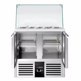 Saladette réfrigérée PREMIUM - 900mm - 240L - 2 portes - avec vitrine de comptoir pour 2x GN 1/1 & 3x GN 1/6