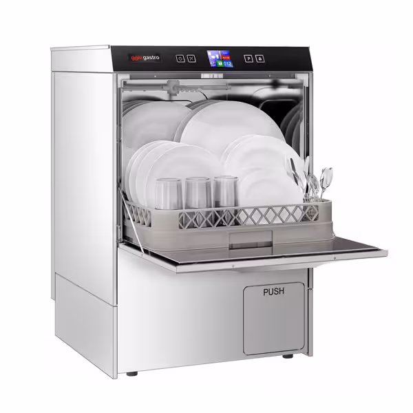 Professionele horeca vaatwasser - Digitaal - 3,55kW - met zeepdoseerpomp, naglansdoseerpomp & afvoerpomp