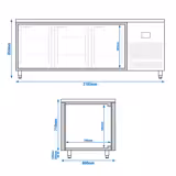 Bakery Counter Fridge - 2185x800mm - with 6 doors - capacity 610 litres