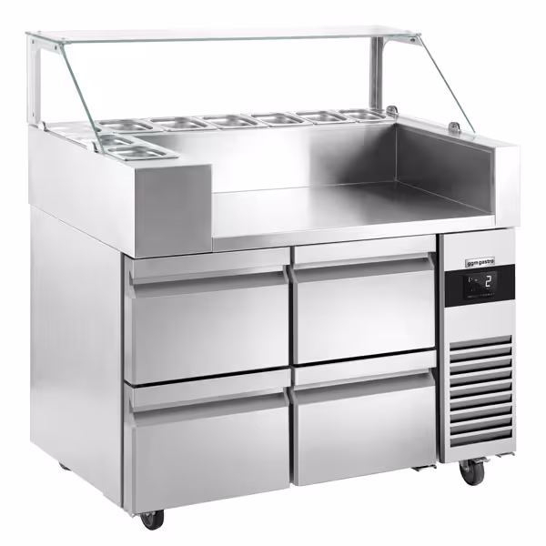 Mesa de preparação refrigerada - 1210x700mm - com 4 gavetas - para 9x GN 1/6