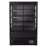 Commercial multideck display fridge - 900mm - 287L - with 2 double‑glazed sliding doors & 3 shelves - Black