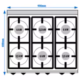 Gas Hob - 28.5kW - 6 burners
