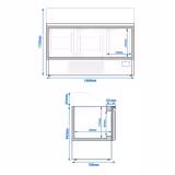 Saladette PREMIUM PLUS - 1460mm - 3 deuren - met rechte glazen opzetvitrine voor 9x GN 1/3 & 6x GN 1/6