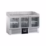 Commercial Refrigerated Pizza Prep Counter PREMIUM - 1400x700 - 3 Glass Doors