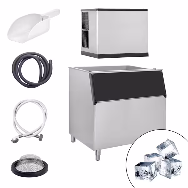 Machine à glaçons - Cubes - 403 kg/24 h - y Bac à glaçons
