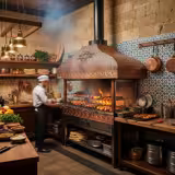 Réz faszén grill - 2000mm - üveggel