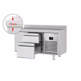 Stół chłodniczy PREMIUM PLUS - 1468x700mm - 305L - z 1 drzwiami - z 2 szufladami - z rantem