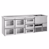 منضدة البار PREMIUM - 2500x700mm - 7 أدراج زجاجية