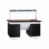 Buffet gekoeld DUBLIN - 1600mm - met gekoelde plaat & zwenkwielen - zwart