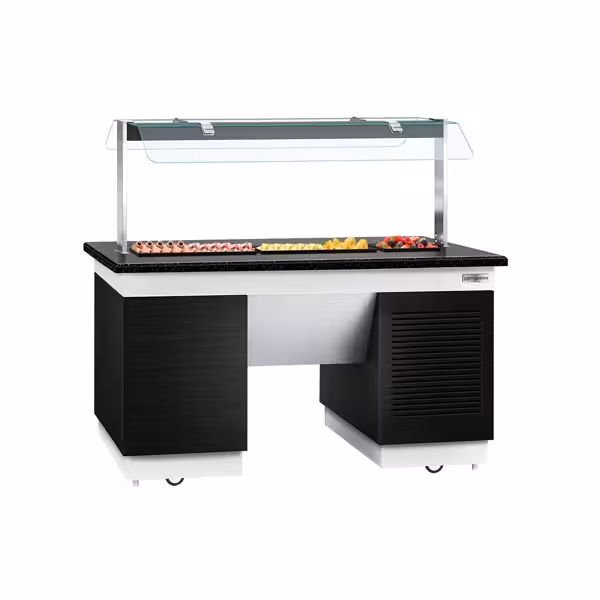 Banco buffet refrigerato DUBLIN - 1600mm - con piano refrigerato - su ruote