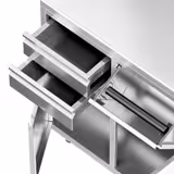 Stainless Steel Floor Cupboard - for coffee machine - 800x600mm - with 2 Drawers & Double Doors & Upstand