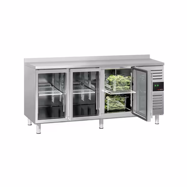 Mostrador refrigerado ECO - 1795x700mm - puertas de cristal (3) - GN 1/1 - refrigeración ventilada - con alzatina