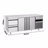 Mostrador refrigerado PREMIUM - 1865x700mm - de trabajo - 2 puertas - 2 cajones - GN 1/1