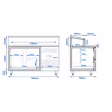 Mesa de preparação refrigerada PREMIUM - 1360x700mm - com 1 porta & 2 gavetas - para 7x GN 1/3