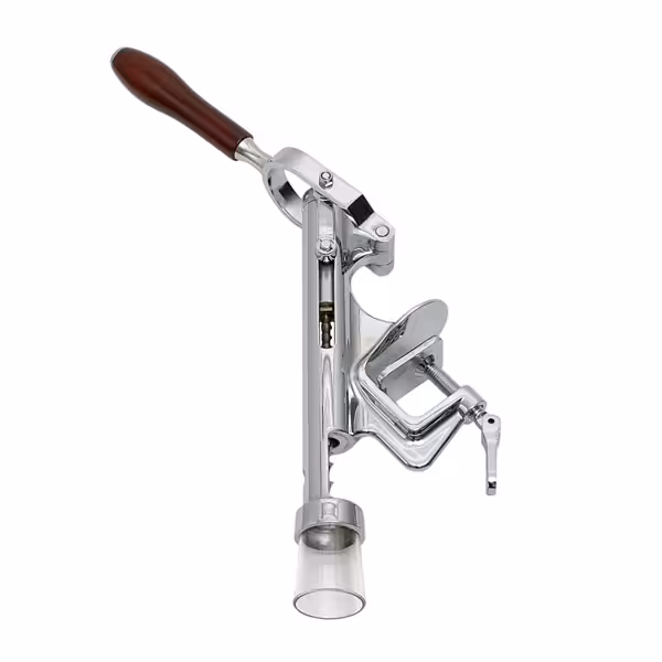 FUCHS | Wine bottle uncorking device with table attachment - chrome-plated