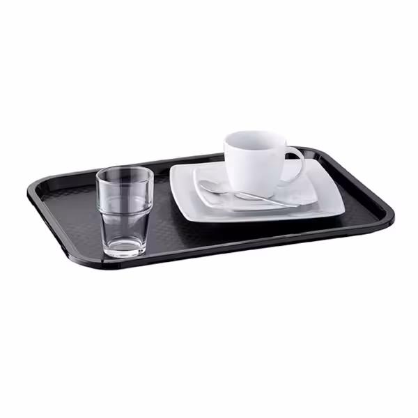(6 قطع) صينية تقديم - FAST FOOD - بولي بروبيلين - 410x305mm - الارتفاع: 25 mm - أسود - آمن لغسالة الصحون