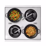 Cocina wok a gas - 60 kW - 4 fuegos - con soporte - incl. 2 grifos